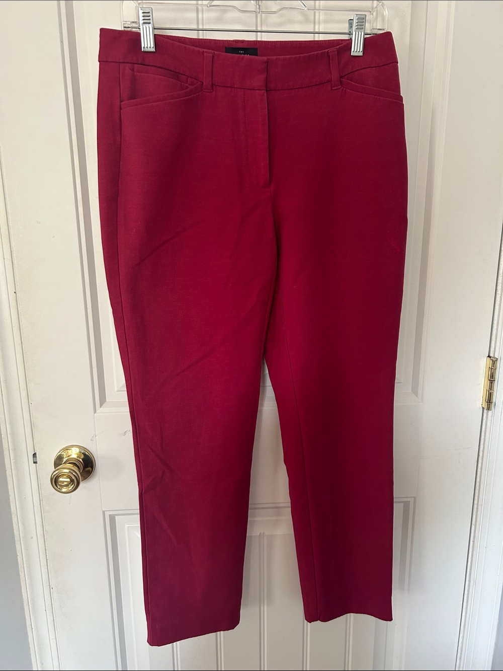 White House Black Market Straight Leg Pants in Deep Red